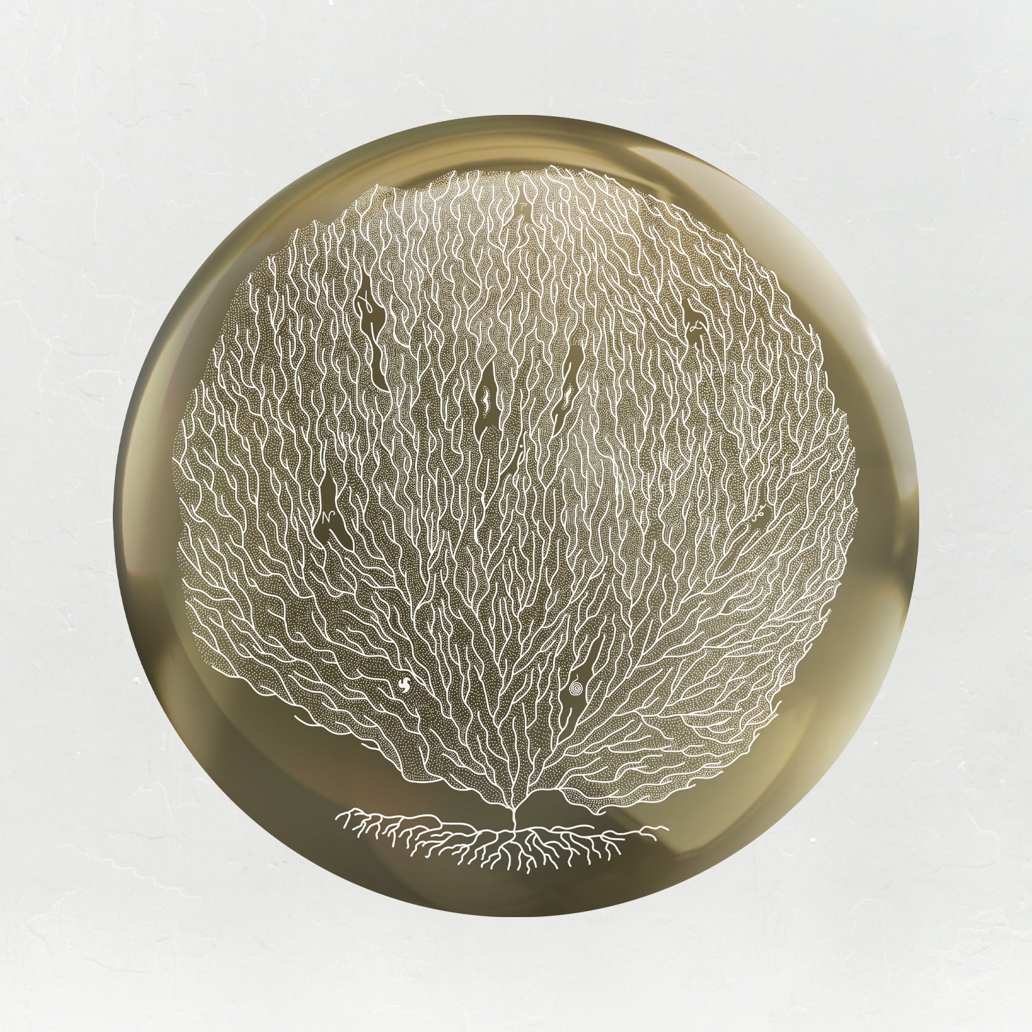 Life Journey In White, Alchemical Gold Mirror